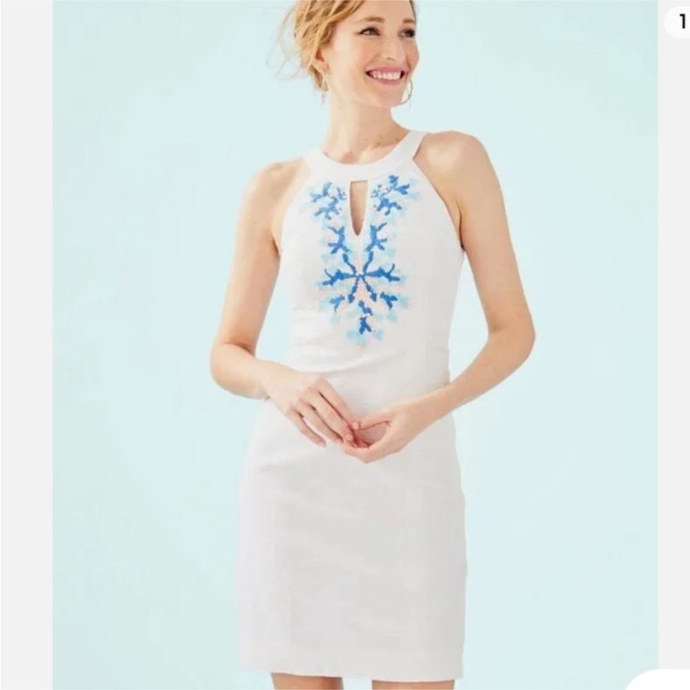LILLY PULITZER | NEW Jena Stretch Shift in Resort White Beaded Women’s Size 4